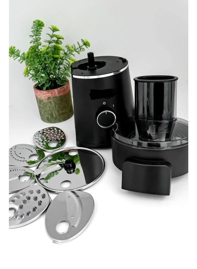 مفرمة خضراوات كهربائية، لون أسود، متعددة الوظائف، بشفرات من الفولاذ المقاوم للصدأ، بقوة 200 واط - Image 4